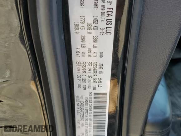 2015 Dodge Durango SXT with VIN 1C4RDJAG4FC795946, listed as a Copart auction lot 59574875 with 110,049 mi miles and Salvage title. Bid and sale history available at DreamBid. Image 14.