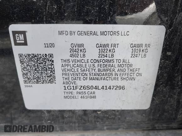 2020 Chevrolet Bolt EV Premier с VIN 1G1FZ6S04L4147296, выставлен на аукционе IAAI как лот 43472897 с пробегом 43 861 миль миль и . История ставок и продаж доступна на DreamBid. Изображение 9.