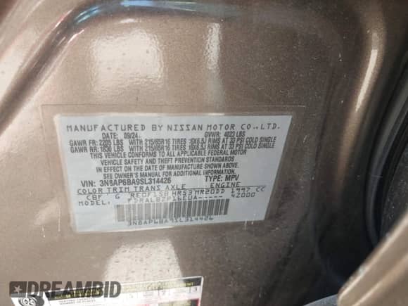 2025 Nissan Kicks S with VIN 3N8AP6BA9SL314426, listed as a IAAI auction lot 43245089 with 21,766 mi miles and . Bid and sale history available at DreamBid. Image 9.