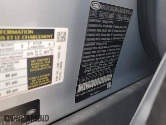 2021 Land Rover Range Rover Sport HSE Dynamic with VIN SALWR2SE3MA796028, listed as a Copart auction lot 59012445 with 72,513 mi miles and Salvage title. Bid and sale history available at DreamBid. Image 13.