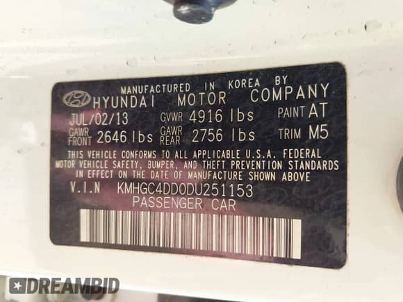 2013 Hyundai Genesis 3.8L с VIN KMHGC4DD0DU251153, выставлен на аукционе IAAI как лот 43211957 с пробегом 191 465 миль миль и . История ставок и продаж доступна на DreamBid. Изображение 9.