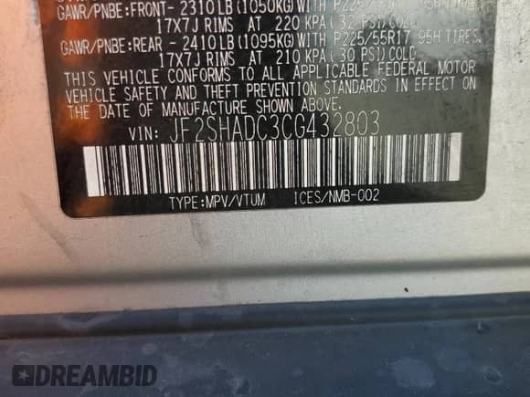 2012 Subaru Forester X Premium z VIN JF2SHADC3CG432803, wystawiony jako Copart lot #69251745 z przebiegiem 163 514 mil mil oraz Czysty tytuł • Clean title. Historia ofert i sprzedaży dostępna na DreamBid. Obrazek 13.