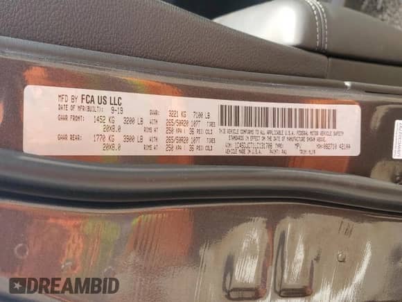 2020 Dodge Durango R/T с VIN 1C4SDJCT1LC131708, выставлен на аукционе Copart как лот 66431505 с пробегом 55 585 миль миль и Списание • Salvage title. История ставок и продаж доступна на DreamBid. Изображение 13.