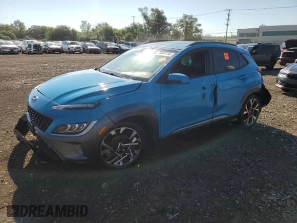 2022 Hyundai Kona Limited с VIN KM8K53A35NU874893, выставлен на аукционе Copart как лот 70554155 с пробегом 87 910 миль миль и Списание • Salvage title. История ставок и продаж доступна на DreamBid. Изображение 1.