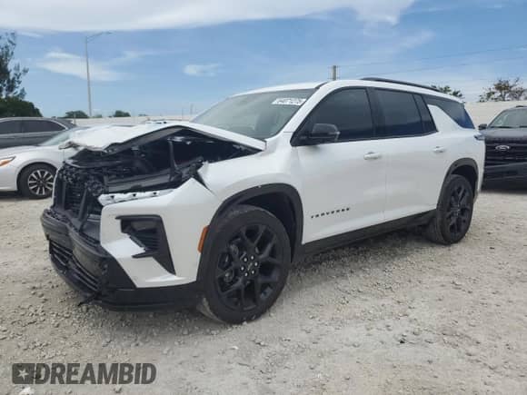 2025 Chevrolet Traverse FWD RS z VIN 1GNERLRS8SJ220265, wystawiony jako Copart lot #64071275 z przebiegiem 2 139 mil mil oraz Szkoda całkowita • Salvage title. Historia ofert i sprzedaży dostępna na DreamBid. Obrazek 1.