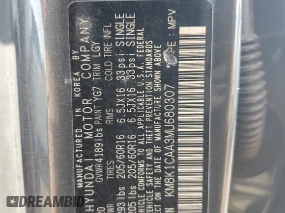 2021 Hyundai Kona SE с VIN KM8K1CAA3MU680307, выставлен на аукционе Copart как лот 80940785 с пробегом 93 261 миль миль и Чистый • Clean title. История ставок и продаж доступна на DreamBid. Изображение 13.