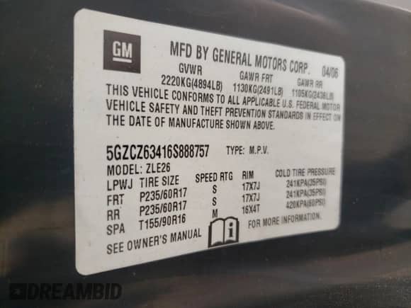 2006 Saturn VUE с VIN 5GZCZ63416S888757, выставлен на аукционе Copart как лот 67427625 с пробегом 124 183 миль миль и Списание • Salvage title. История ставок и продаж доступна на DreamBid. Изображение 13.