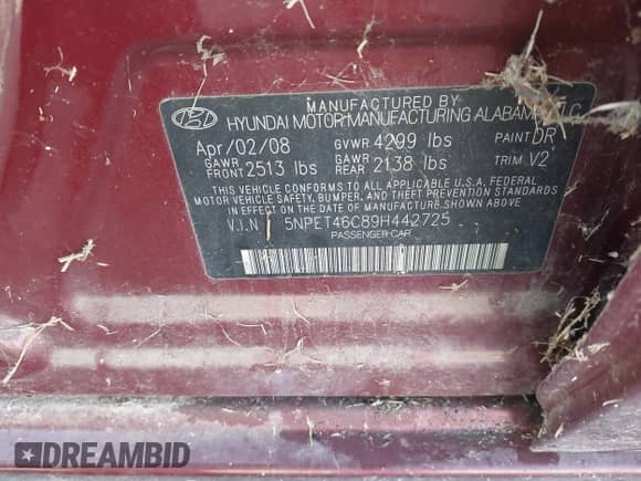 2009 Hyundai Sonata GLS с VIN 5NPET46C89H442725, выставлен на аукционе IAAI как лот 43502757 с пробегом 115 750 миль миль и . История ставок и продаж доступна на DreamBid. Изображение 9.