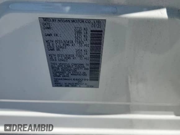 2015 Nissan Pathfinder S z VIN 5N1AR2MNXFC660299, wystawiony jako Copart lot #71204025 z przebiegiem 165 078 mil mil oraz Szkoda całkowita • Salvage title. Historia ofert i sprzedaży dostępna na DreamBid. Obrazek 13.