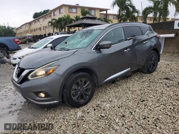 2018 Nissan Murano SL z VIN 5N1AZ2MG7JN203576, wystawiony jako Copart lot #80369445 z przebiegiem 65 393 mil mil oraz Szkoda całkowita • Salvage title. Historia ofert i sprzedaży dostępna na DreamBid. Obrazek 1.