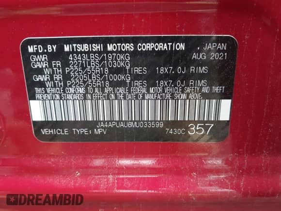 2021 Mitsubishi Outlander ES z VIN JA4APUAU6MU033599, wystawiony jako IAAI lot #42367650 z przebiegiem 20 565 mil mil oraz . Historia ofert i sprzedaży dostępna na DreamBid. Obrazek 9.