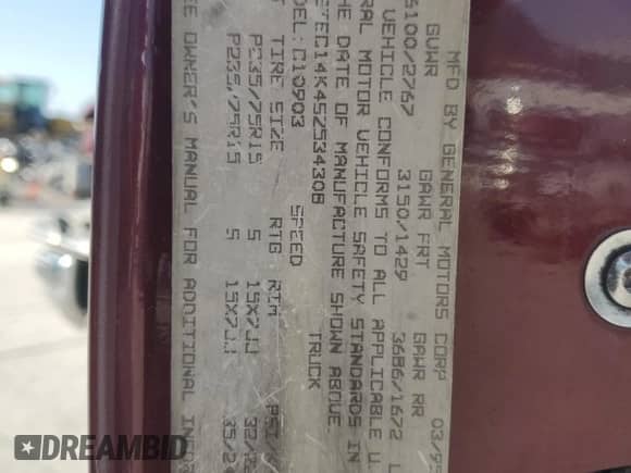 1995 GMC Sierra 1500 с VIN 1GTEC14K4SZ534308, выставлен на аукционе Copart как лот 68040815 с пробегом 121 161 миль миль и Списание • Salvage title. История ставок и продаж доступна на DreamBid. Изображение 12.