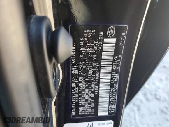 2016 Toyota Camry SE с VIN 4T1BF1FK3GU514347, выставлен на аукционе Copart как лот 69787825 с пробегом 75 571 миль миль и Списание • Salvage title. История ставок и продаж доступна на DreamBid. Изображение 12.