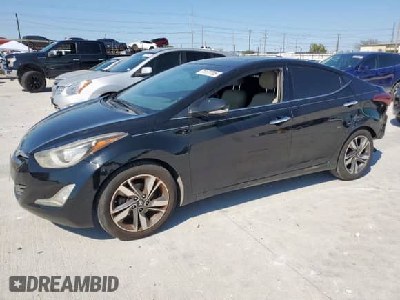 2014 Hyundai Elantra Limited with VIN KMHDH4AE1EU214213, listed as a Copart auction lot 71177705 with 141,542 mi miles and Salvage title. Bid and sale history available at DreamBid. Image 1.