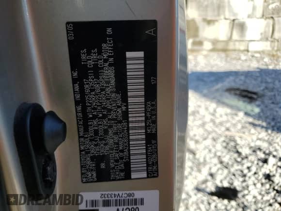 2005 Toyota Sienna LE with VIN 5TDBA23C85S044081, listed as a Copart auction lot 85082455 with 189,547 mi miles and Salvage title. Bid and sale history available at DreamBid. Image 14.