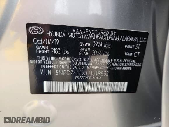 2020 Hyundai Elantra SE с VIN 5NPD74LFXLH549832, выставлен на аукционе Copart как лот 71860715 с пробегом 56 942 миль миль и Списание • Salvage title. История ставок и продаж доступна на DreamBid. Изображение 12.