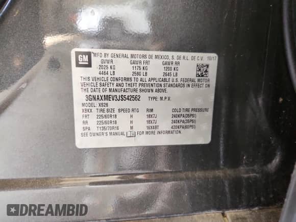 2018 Chevrolet Equinox Premier with VIN 3GNAXMEV3JS542562, listed as a Copart auction lot 80189265 with 133,584 mi miles and Salvage title. Bid and sale history available at DreamBid. Image 13.