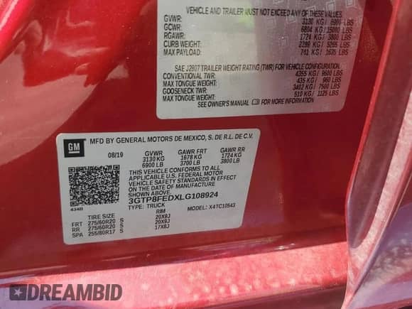 2020 GMC Sierra 1500 Denali с VIN 3GTP8FEDXLG108924, выставлен на аукционе Copart как лот 72052125 с пробегом 82 547 миль миль и Списание • Salvage title. История ставок и продаж доступна на DreamBid. Изображение 13.