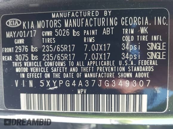 2018 Kia Sorento L with VIN 5XYPG4A37JG349307, listed as a IAAI auction lot 42717356 with 90,058 mi miles and . Bid and sale history available at DreamBid. Image 9.