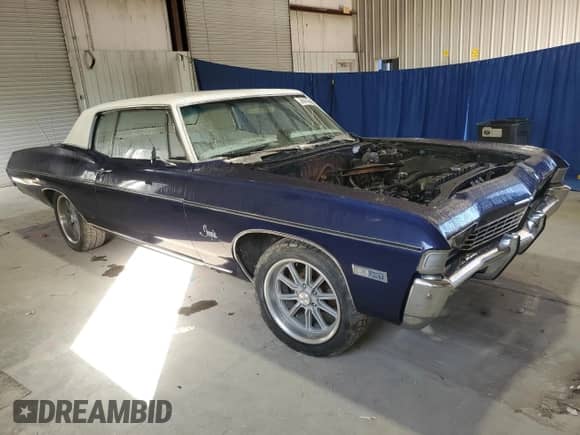 1968 Chevrolet Impala z VIN 164478L108957, wystawiony jako Copart lot #80541465 z przebiegiem 790 255 mil mil oraz Szkoda całkowita • Salvage title. Historia ofert i sprzedaży dostępna na DreamBid. Obrazek 4.