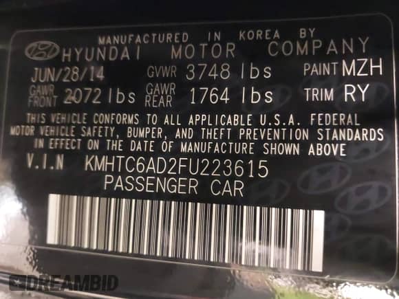 2015 Hyundai Veloster RE:FLEX with VIN KMHTC6AD2FU223615, listed as a IAAI auction lot 41388773 with 111,381 mi miles and . Bid and sale history available at DreamBid. Image 9.