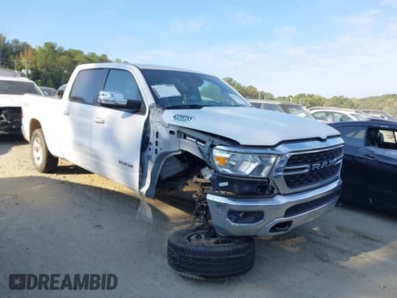 2022 Ram 1500 Big Horn with VIN 1C6RRFMG1NN437143, listed as a IAAI auction lot 43214198 with 86,447 mi miles and . Bid and sale history available at DreamBid. Image 1.