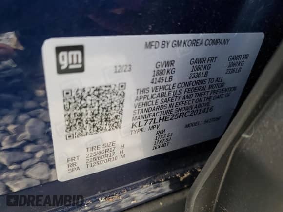 2024 Chevrolet Trax LT with VIN KL77LHE25RC201416, listed as a Copart auction lot 80629685 with 6,320 mi miles and Salvage title. Bid and sale history available at DreamBid. Image 13.