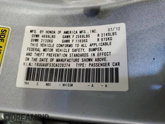 2012 Acura TL Technology с VIN 19UUA8F53CA039374, выставлен на аукционе Copart как лот 87002595 с пробегом 229 059 миль миль и Чистый • Clean title. История ставок и продаж доступна на DreamBid. Изображение 12.