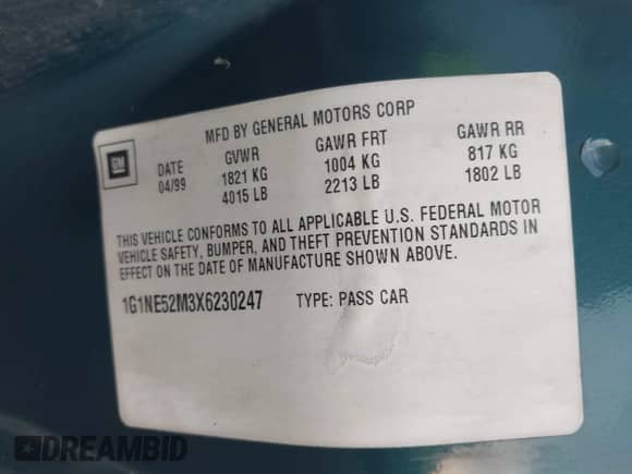 1999 Chevrolet Malibu LS с VIN 1G1NE52M3X6230247, выставлен на аукционе IAAI как лот 41712060 с пробегом 189 881 миль миль и . История ставок и продаж доступна на DreamBid. Изображение 9.