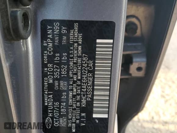 2017 Hyundai Accent Value Edition с VIN KMHCT4AE6HU224587, выставлен на аукционе Copart как лот 81478445 с пробегом 123 053 миль миль и Списание • Salvage title. История ставок и продаж доступна на DreamBid. Изображение 12.