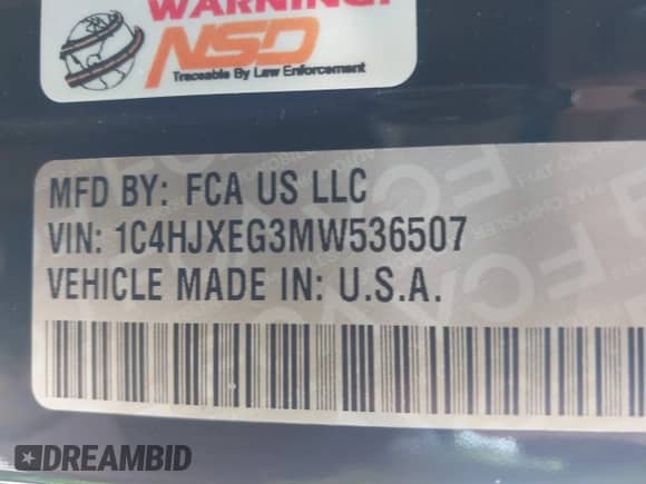 2021 Jeep Wrangler Unlimited Sahara с VIN 1C4HJXEG3MW536507, выставлен на аукционе IAAI как лот 41601893 с пробегом 51 214 миль миль и . История ставок и продаж доступна на DreamBid. Изображение 9.