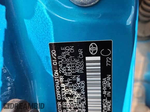 2020 Toyota Prius LE with VIN JTDKARFP5L3149408, listed as a Copart auction lot 70762595 with 56,249 mi miles and Salvage title. Bid and sale history available at DreamBid. Image 13.