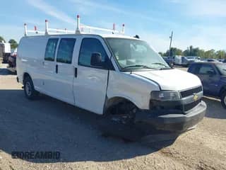 2024 Chevrolet Express Cargo with VIN 1GCWGBFP7R1236917, listed as a IAAI auction lot 43221730 with 6,094 mi miles and . Bid and sale history available at DreamBid. Image 1.