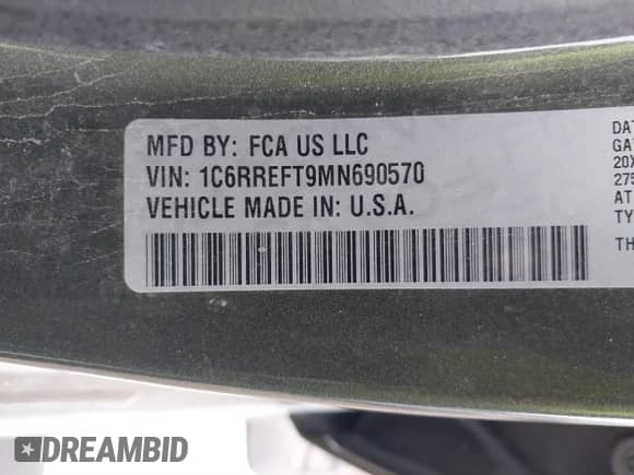 2021 Ram 1500 Lone Star z VIN 1C6RREFT9MN690570, wystawiony jako IAAI lot #41020873 z przebiegiem 58 660 mil mil oraz . Historia ofert i sprzedaży dostępna na DreamBid. Obrazek 9.