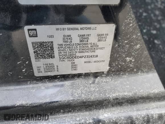 2023 Chevrolet Silverado 1500 LT with VIN 1GCRDDED4PZ314318, listed as a Copart auction lot 42052525 with 27,815 mi miles and Salvage title. Bid and sale history available at DreamBid. Image 12.