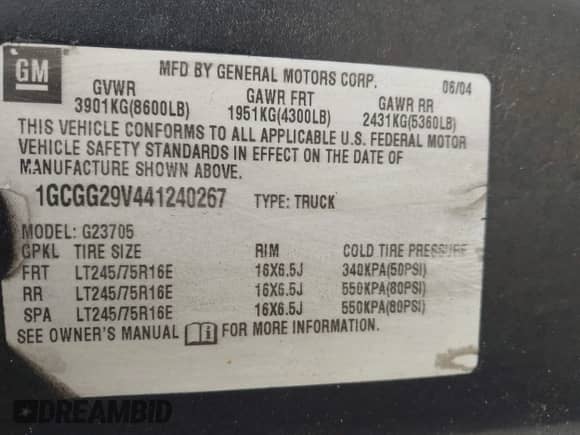 2004 Chevrolet Express Cargo с VIN 1GCGG29V441240267, выставлен на аукционе IAAI как лот 42802408 с пробегом 333 863 миль миль и . История ставок и продаж доступна на DreamBid. Изображение 9.