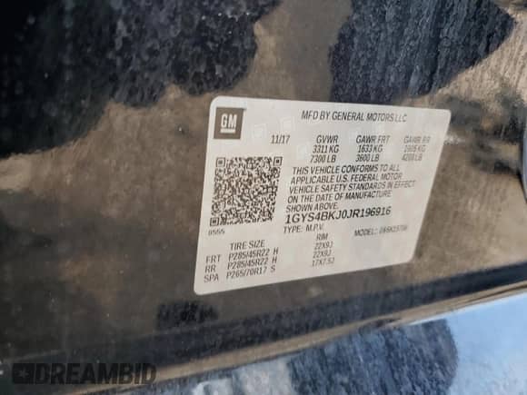 2018 Cadillac Escalade Luxury z VIN 1GYS4BKJ0JR196916, wystawiony jako Copart lot #79569914 z przebiegiem 61 650 mil mil oraz Szkoda całkowita • Salvage title. Historia ofert i sprzedaży dostępna na DreamBid. Obrazek 14.