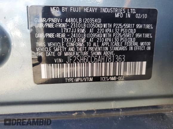 2010 Subaru Forester X Premium с VIN JF2SH6CC6AH781363, выставлен на аукционе Copart как лот 85924715 с пробегом 144 601 миль миль и Чистый • Clean title. История ставок и продаж доступна на DreamBid. Изображение 13.