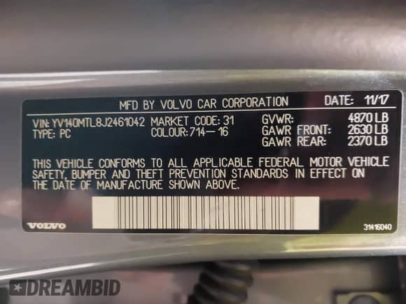 2018 Volvo S60 Dynamic с VIN YV140MTL8J2461042, выставлен на аукционе IAAI как лот 42093883 с пробегом 24 374 миль миль и . История ставок и продаж доступна на DreamBid. Изображение 9.
