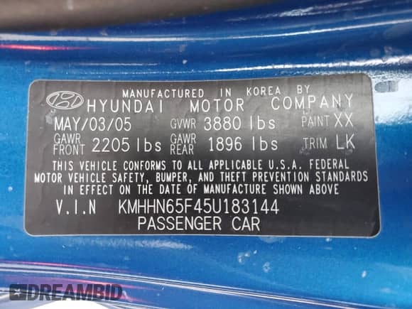 2005 Hyundai Tiburon GT с VIN KMHHN65F45U183144, выставлен на аукционе Copart как лот 87487994 с пробегом 59 582 миль миль и Списание • Salvage title. История ставок и продаж доступна на DreamBid. Изображение 12.
