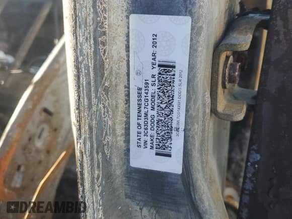 2012 Dodge RAM with VIN 3C63D3ML7CG143591, listed as a Copart auction lot 88862805 with Not provided miles and Non repairable. Bid and sale history available at DreamBid. Image 12.