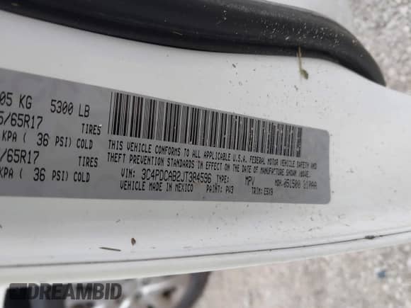 2018 Dodge Journey SE с VIN 3C4PDCAB2JT384596, выставлен на аукционе IAAI как лот 42979920 с пробегом Не указан миль и . История ставок и продаж доступна на DreamBid. Изображение 9.