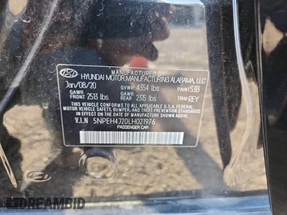 2020 Hyundai Sonata Limited с VIN 5NPEH4J20LH021976, выставлен на аукционе Copart как лот 70573965 с пробегом 58 200 миль миль и Списание • Salvage title. История ставок и продаж доступна на DreamBid. Изображение 12.