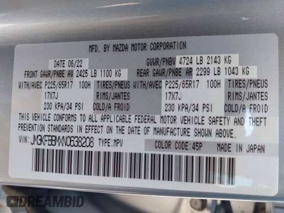 2022 Mazda CX-5 S Select z VIN JM3KFBBMXN0638208, wystawiony jako IAAI lot #43058565 z przebiegiem 34 039 mil mil oraz . Historia ofert i sprzedaży dostępna na DreamBid. Obrazek 9.