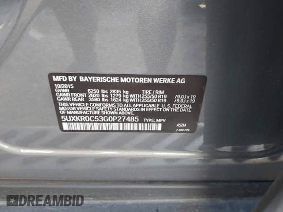 2016 BMW X5 xDrive35i z VIN 5UXKR0C53G0P27485, wystawiony jako IAAI lot #43298199 z przebiegiem 52 531 mil mil oraz . Historia ofert i sprzedaży dostępna na DreamBid. Obrazek 9.