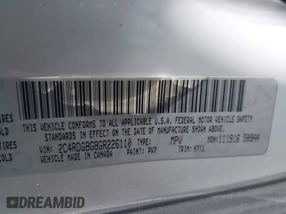 2016 Dodge Grand Caravan SE Plus с VIN 2C4RDGBG8GR226110, выставлен на аукционе IAAI как лот 43425944 с пробегом 108 024 миль миль и . История ставок и продаж доступна на DreamBid. Изображение 9.
