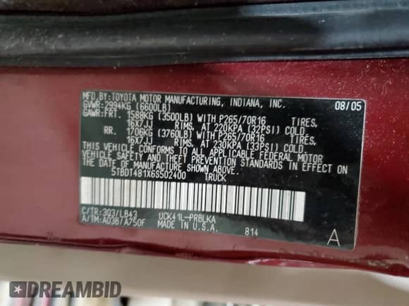 2006 Toyota Tundra Limited with VIN 5TBDT481X6S502400, listed as a Copart auction lot 90803785 with 171,898 mi miles and Clean title. Bid and sale history available at DreamBid. Image 12.