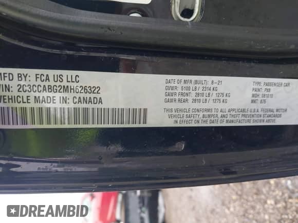 2021 Chrysler 300 S with VIN 2C3CCABG2MH626322, listed as a IAAI auction lot 42634479 with 78,210 mi miles and . Bid and sale history available at DreamBid. Image 9.