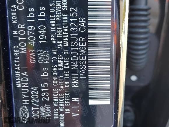 2025 Hyundai Elantra Limited with VIN KMHLN4DJ1SU132152, listed as a Copart auction lot 82442365 with 6,989 mi miles and Salvage title. Bid and sale history available at DreamBid. Image 12.