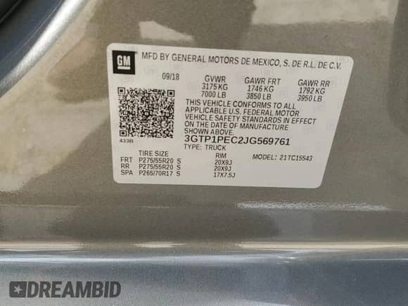 2018 GMC Sierra 1500 Denali с VIN 3GTP1PEC2JG569761, выставлен на аукционе Copart как лот 46148995 с пробегом 33 196 миль миль и Списание • Salvage title. История ставок и продаж доступна на DreamBid. Изображение 14.